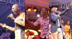 VIDEO: Ihere ijisho uko Aime Uwimana, Simon Kabera na Israel Mbonyi baririmbye mu gitaramo 'Hari amashimwe'