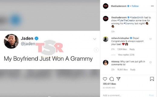 Grammy Awards 2020: Jaden Smith Congratulates 'Boyfriend' Tyler, The  Creator Following Win