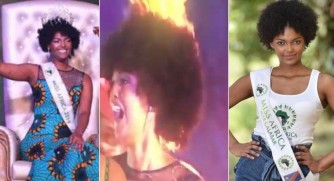 Umusatsi w’umukobwa wo muri Congo wegukanye ikamba rya Miss Afurika wafashwe n’umuriro-VIDEO
