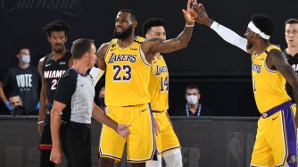 NBA Finals: LA Lakers yasatiriye igikombe nyuma yo gutsinda Miami Heat umukino wa gatatu - AMAFOTO
