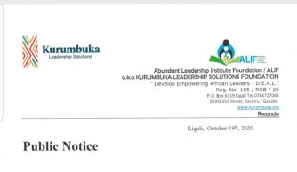 Public Notice: Abundant Leadership Institute Foundation (ALIF) has changed its name to Kurumbuka Leadership Solutions Foundation