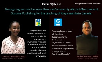 Umuryango w’Abanyarwanda uba i Montreal na Gusoma Publishing Ltd basinyanye amasezerano agamije guteza imbere Ikinyarwanda muri Canada