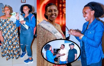 Uwimana Jeannette wegukanye ikamba rya Miss Innovation muri Miss Rwanda 2022 yakorewe ibirori by'agatangaza n'umuryango we-AMAFOTO