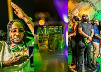 Abakiliya b'imena n'abanyamakuru basogongejwe Heineken mu birori bya 'Afterwork Rooftop Mixes' - AMAFOTO