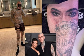 Travis Barker yishyizeho 'Tattoo' y'amaso y'umugore we Kourtney Kardashian