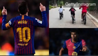 Umuhungu wa Messi yagaragaye yambaye umwambaro wa Yamal, bitanga ubutumwa bukomeye i Barcelona